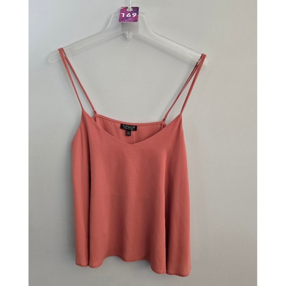 Topshop Womens Camisole Top Pink Strappy V-Neck Casual Size 6 Casual Basics NEW